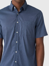Faherty Short Sleeve Movement Shirt - Navy Sky Diamond