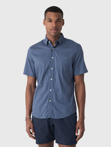 Faherty Short Sleeve Movement Shirt - Navy Sky Diamond