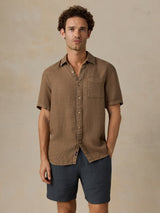 Faherty Short Sleeve Palma Linen Shirt - Island Brown