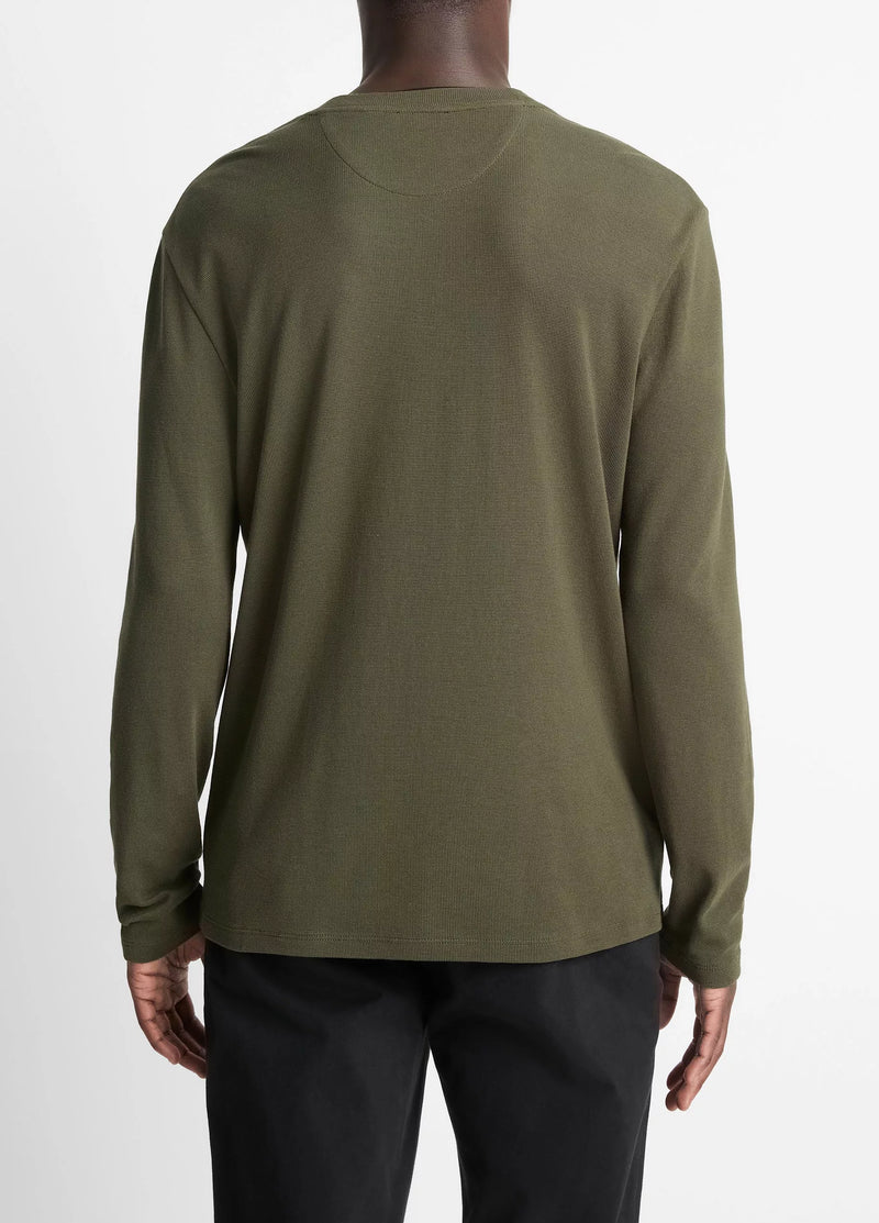 Microwaffle Dbl Collar Long Sleeve Crew