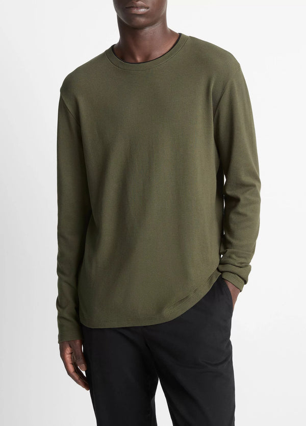 Microwaffle Dbl Collar Long Sleeve Crew