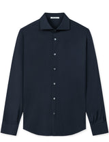 Stefan Brandt Ostin Piqué Knit Shirt - Navy