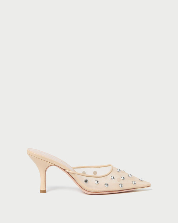 Paloma Cream/Crystal Mesh Mule