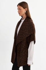 Penelope Reversible Double Face Wool Coat - Brown Leopard