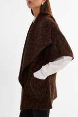 Penelope Reversible Double Face Wool Coat - Brown Leopard