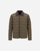 Nylon Shirt Jacket With Faux Suede Collar