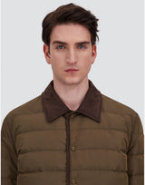 Nylon Shirt Jacket With Faux Suede Collar