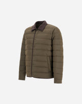 Nylon Shirt Jacket With Faux Suede Collar