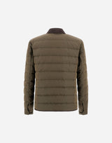 Nylon Shirt Jacket With Faux Suede Collar