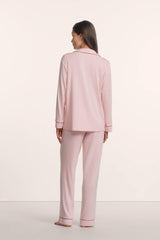 Eberjey Gisele Long PJ Set - Pale Pink/Fig