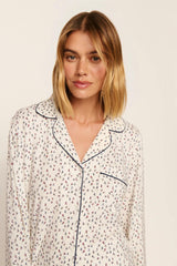 Eberjey Gisele Printed Long PJ Set - On The Slopes Ivory/Navy