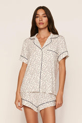 Eberjey Gisele Printed Relaxed Short PJ Set - On The Slopes Ivory/Navy