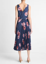 Painted Poppy Pleated V-Neck Dress