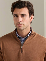 Autumn Crest Suede Trim Quarter-Zip - Dark Amber