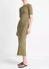 Short Sleeve Side Drape Dress