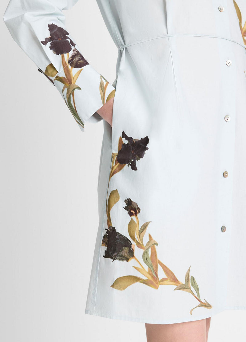 Placed Iris Cotton Shirt Dress
