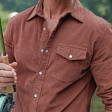 Criquet Corduroy Pearl Snap - Whiskey Barrel