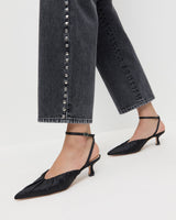 Loeffler Randall Rio Smocked Kitten Heel - Black
