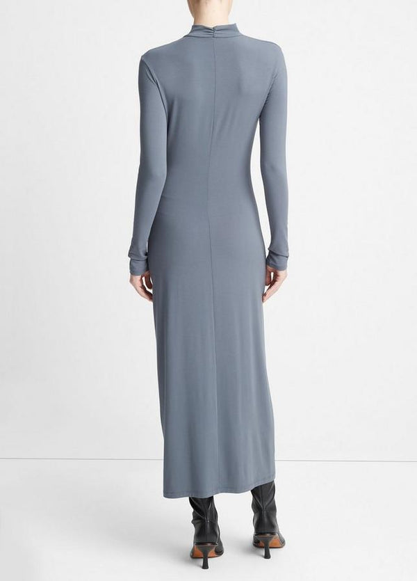 Long Sleeve Turtle Neck Rouched Dress - Oak Hall