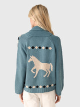 The Stable Lodge Cardigan - Blue Bell
