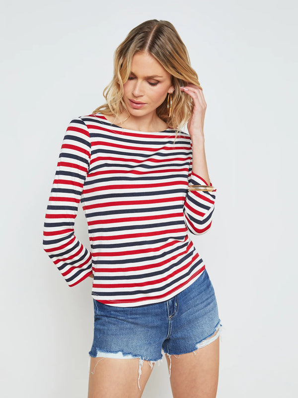 Lucille Boatneck Striped Boatneck Top