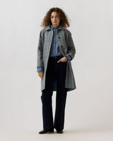 Ann Mashburn Balmacaan Coat - Grey/Sky Glen Plaid