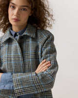 Ann Mashburn Balmacaan Coat - Grey/Sky Glen Plaid