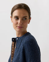 Romy Embroidered Cardigan - Navy Donegal