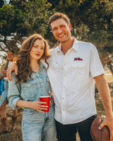 Ole Miss Tailgater Short Sleeve Snap Shirt - White