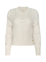 Storm Boxy Crop Cable Pullover - Ivory/Gold