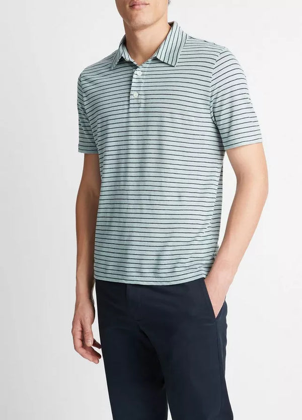 Stripe Linen Short Sleeve Polo