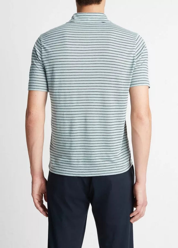 Stripe Linen Short Sleeve Polo
