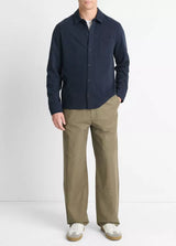 Sueded Jersey Long Sleeve Button Down