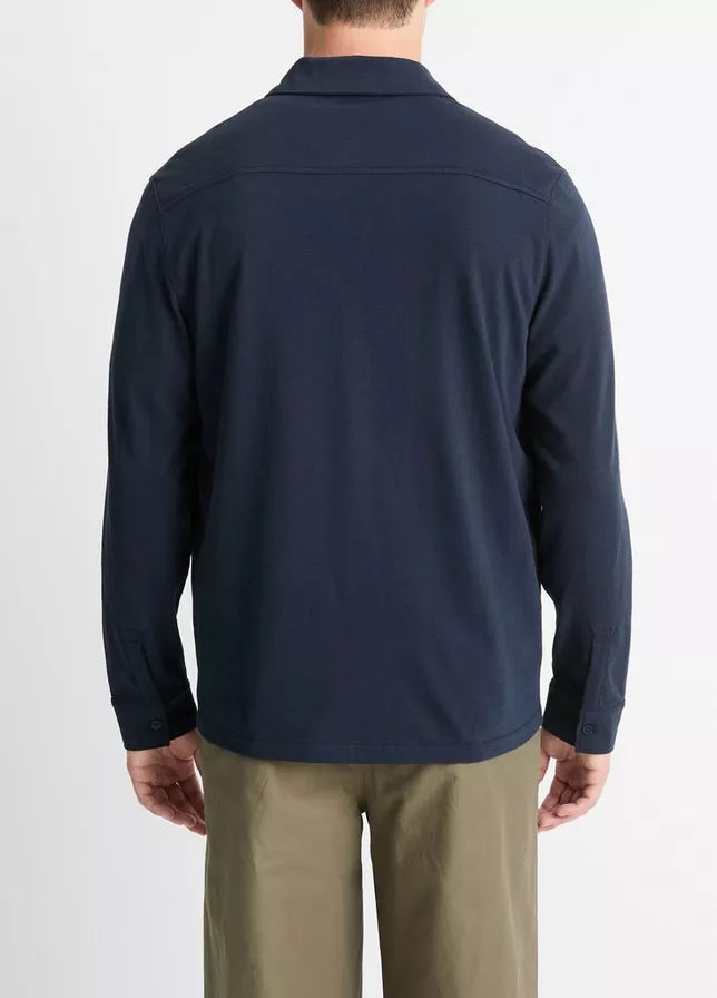 Sueded Jersey Long Sleeve Button Down