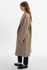 La Marque Thara Shawl Collar Wool Coat - Heather Taupe
