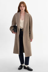La Marque Thara Shawl Collar Wool Coat - Heather Taupe