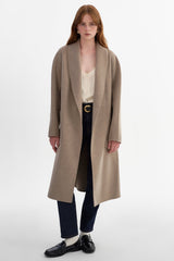 La Marque Thara Shawl Collar Wool Coat - Heather Taupe