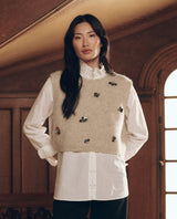 The Embellished Sweater Vest - Fawn