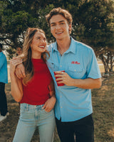 Ole Miss Tailgater Short Sleeve Snap Shirt - Powder Blue