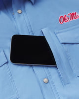 Ole Miss Tailgater Short Sleeve Snap Shirt - Powder Blue
