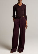 Vince Satin Mid-Rise Drawstring Pant - Blackberry