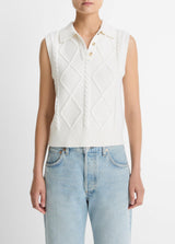 Cable-Knit Wool & Cotton-Blend Sweater Vest - Off White