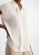 Cap Sleeve Hidden Placket Blouse