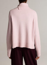 Wool-Cashmere Side-Slit Turtleneck Sweater - Iris Quartz