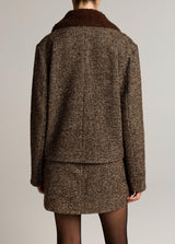 Contrast-Collar Boucle Jacket - Burnt Walnut Boucle