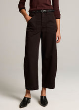 Vince Washed Cotton Mid-Rise Utility Pant - Cinderwood
