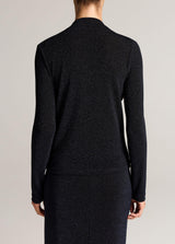 Metallic Jersey Twist-Neck Long-Sleeve Top - Oak Hall