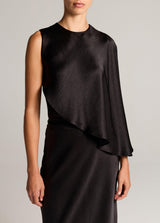 Satin Asymmetric Draped Cape Top - Oak Hall