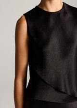 Satin Asymmetric Draped Cape Top - Oak Hall