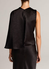 Satin Asymmetric Draped Cape Top - Oak Hall